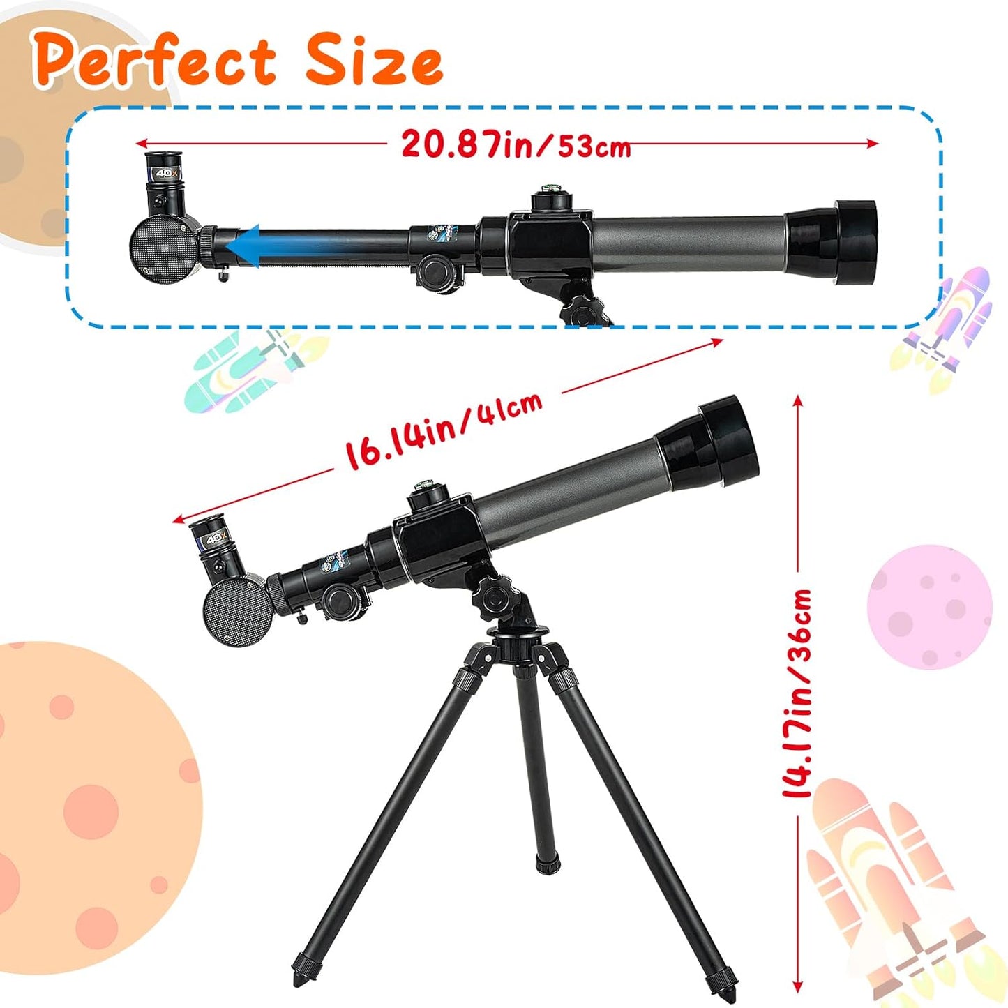 Astronomical Telescope, Professional 20X 30X 40X Astronomical Landscape Telescope with Tripod, Portable for Beginners