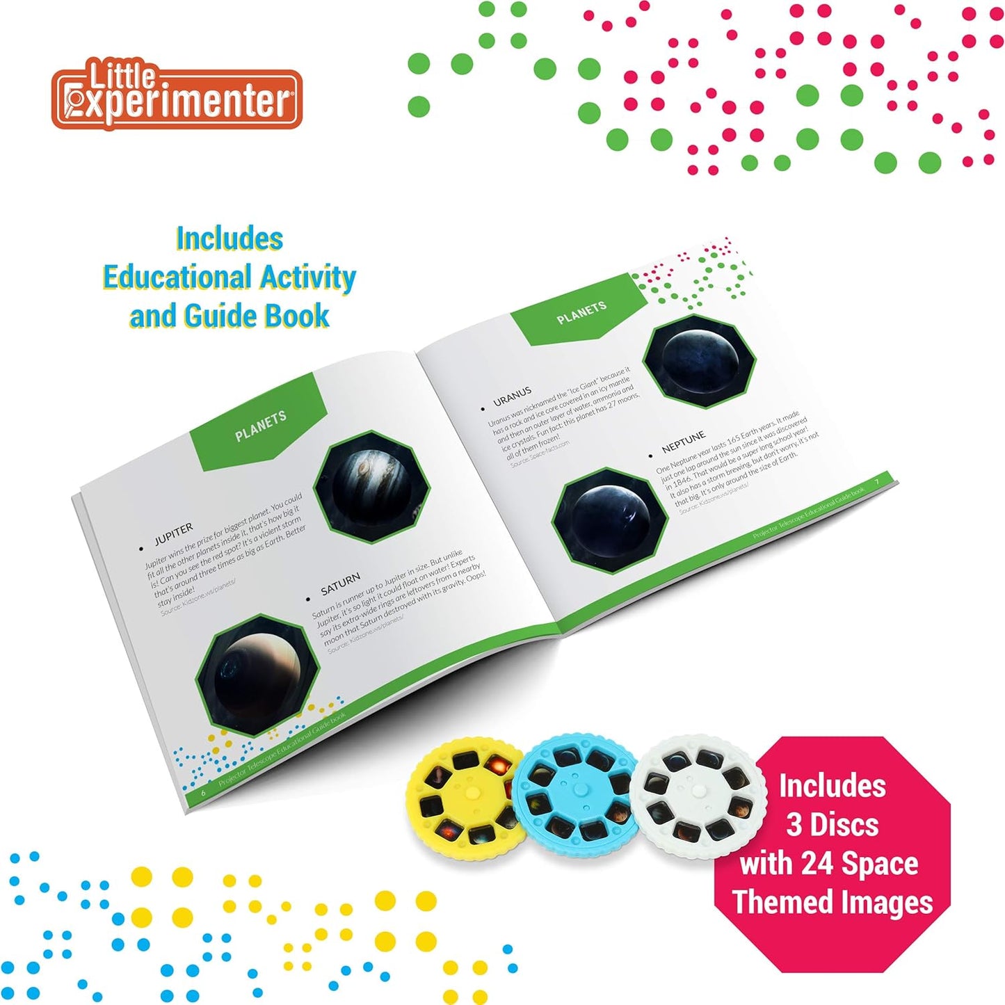 Little Experimenter Projector Telescope for Kids, Children's Telescopes & 24 Space Images