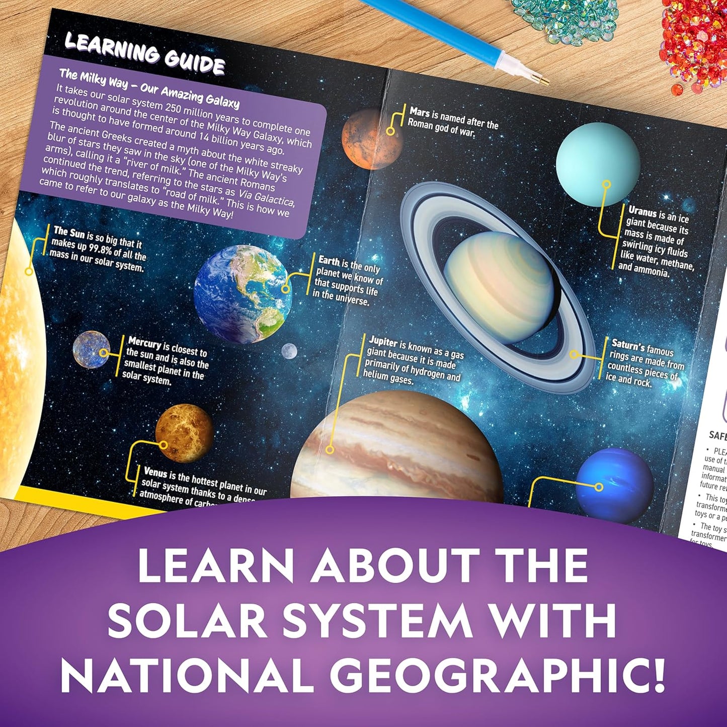NATIONAL GEOGRAPHIC® Diamond Painting Solar System Night Light - Make Your Own Night Light with 1000+ Gems to Decorate, Arts and Crafts Kits