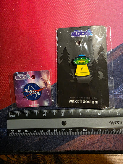 NASA Meatball Logo and Alien Lapel Pin Set