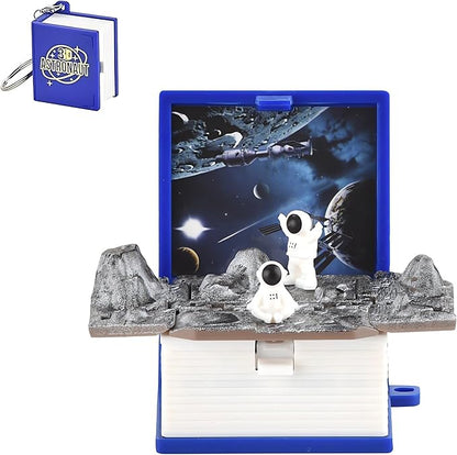 Pop-Up Book Keychain For Kids Mini Backpack Keychains- Blue