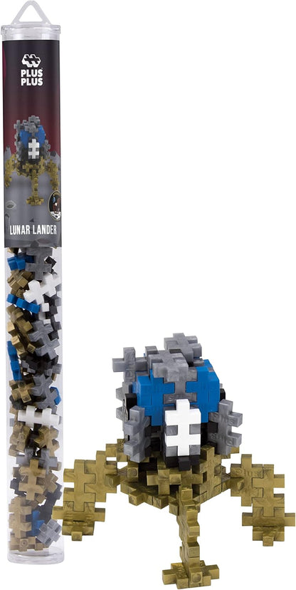 PLUS PLUS 3D Puzzle Stem Figure Building Block Kit, Science Toy for Kids, 70 Interlocking Pieces - Lunar Lander Apollo 11 Space Mini Maker Tube