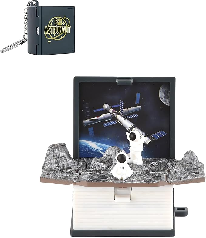 Pop-Up Book Keychain For Kids Mini Backpack Keychains- Grey