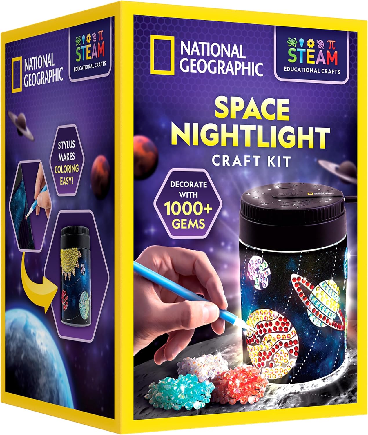 NATIONAL GEOGRAPHIC® Diamond Painting Solar System Night Light - Make Your Own Night Light with 1000+ Gems to Decorate, Arts and Crafts Kits