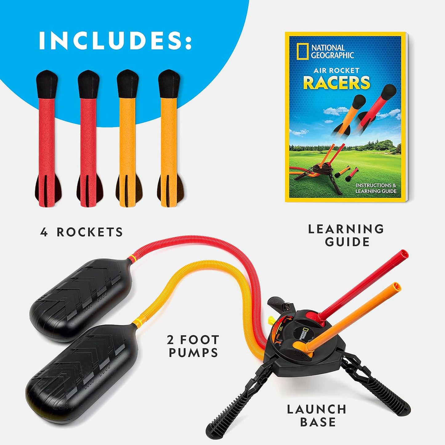 NATIONAL GEOGRAPHIC® Air Rocket Toy – Jump & Launch Dueling Air Rockets up to 100Ft