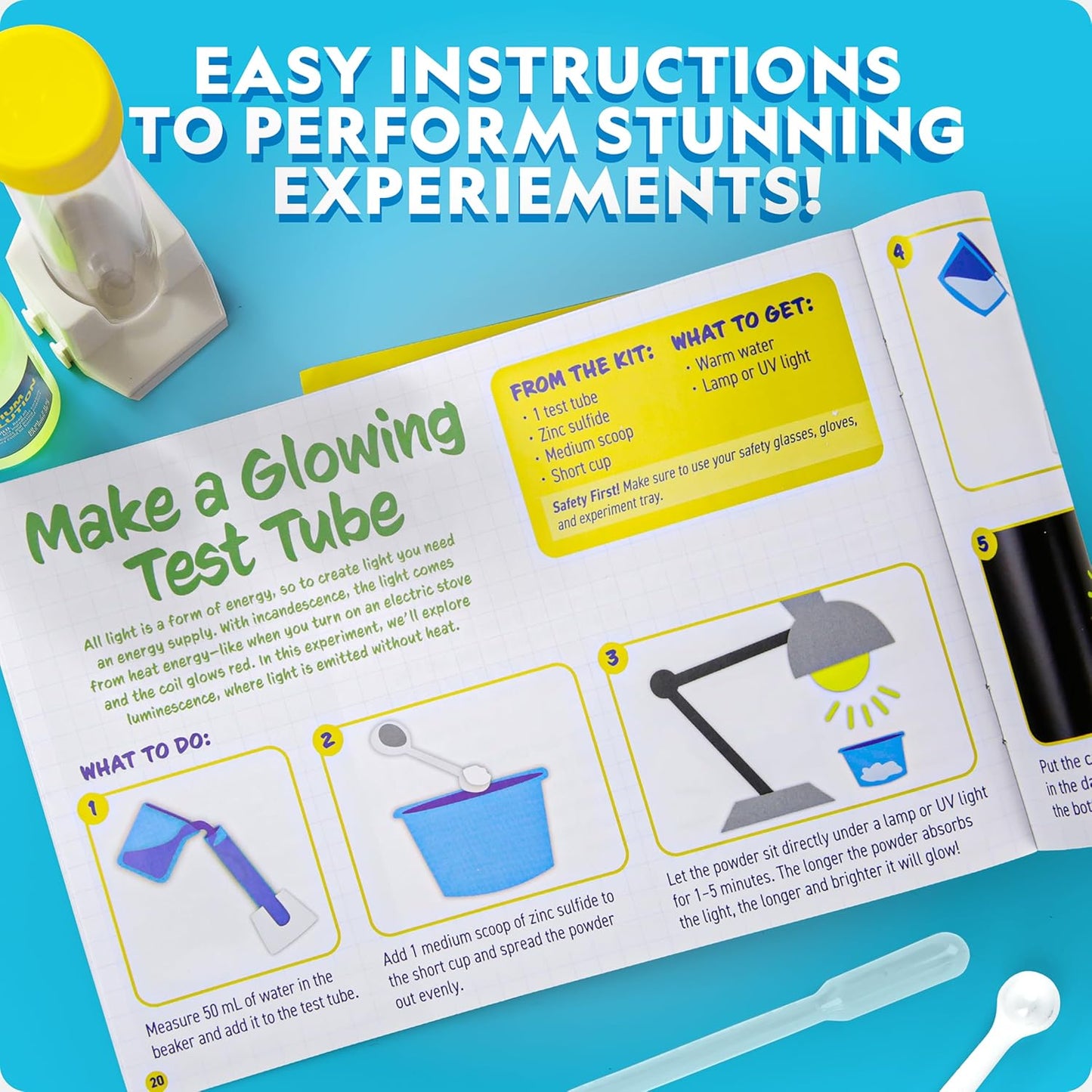 NATIONAL GEOGRAPHIC® Stunning Chemistry Set - Mega Science Kit with 45 Easy Experiments