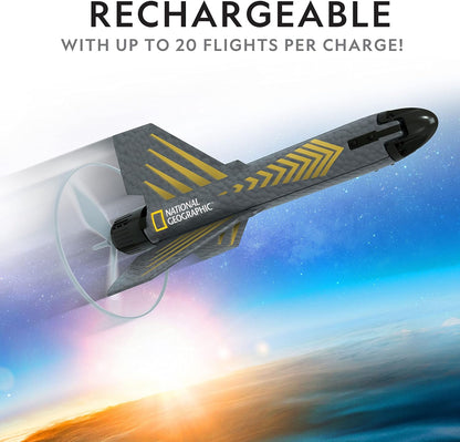 NATIONAL GEOGRAPHIC® Rocket- Motorized Air Rocket Toy with Patented Design, Launch up to 200 Feet