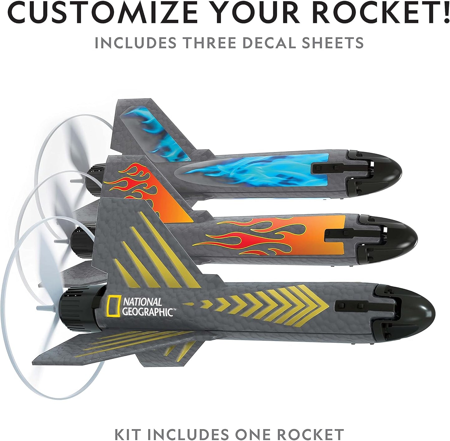 NATIONAL GEOGRAPHIC® Rocket- Motorized Air Rocket Toy with Patented Design, Launch up to 200 Feet