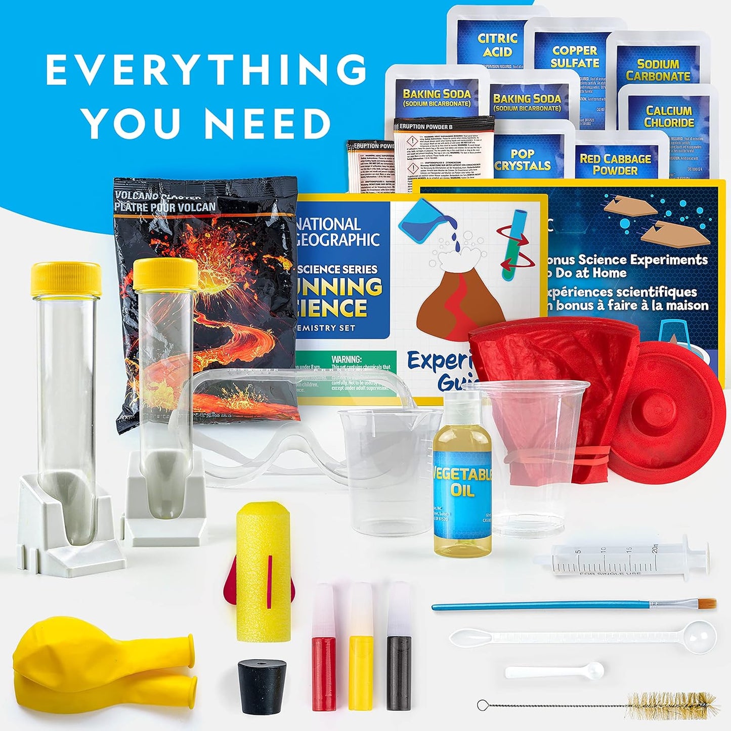 NATIONAL GEOGRAPHIC® Stunning Chemistry Set - Mega Science Kit with 45 Easy Experiments