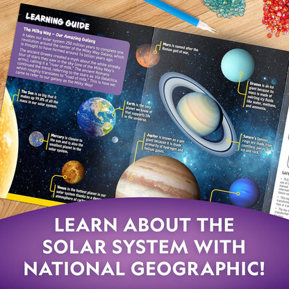 NATIONAL GEOGRAPHIC® Diamond Painting Solar System Night Light - Make Your Own Night Light with 1000+ Gems to Decorate, Arts and Crafts Kits