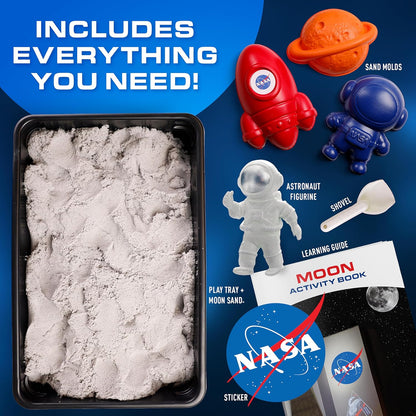 Blue Marble NASA Moon Sand Activity Kit – STEM Educational Sensory Bin Filler with 1.5 lbs Moon Sand, Play Tray, Space Molds, Astronaut Figure, Shovel, NASA Sticker, Activity Booklet & Learning Guide
