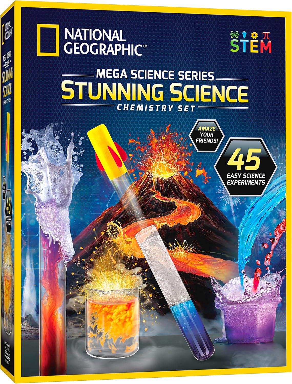 NATIONAL GEOGRAPHIC® Stunning Chemistry Set - Mega Science Kit with 45 Easy Experiments