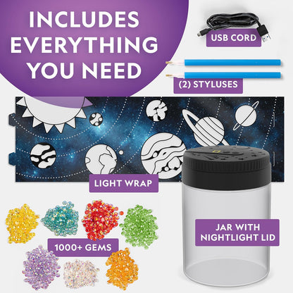 NATIONAL GEOGRAPHIC® Diamond Painting Solar System Night Light - Make Your Own Night Light with 1000+ Gems to Decorate, Arts and Crafts Kits